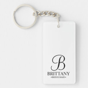 Personlig Bridesmaias Namn och Monogram Nyckelring