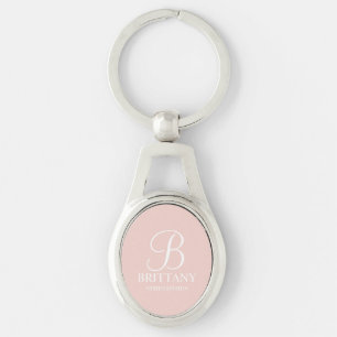 Personlig Bridesmaias Namn och Monogram Ovalt Silverfärgad Nyckelring