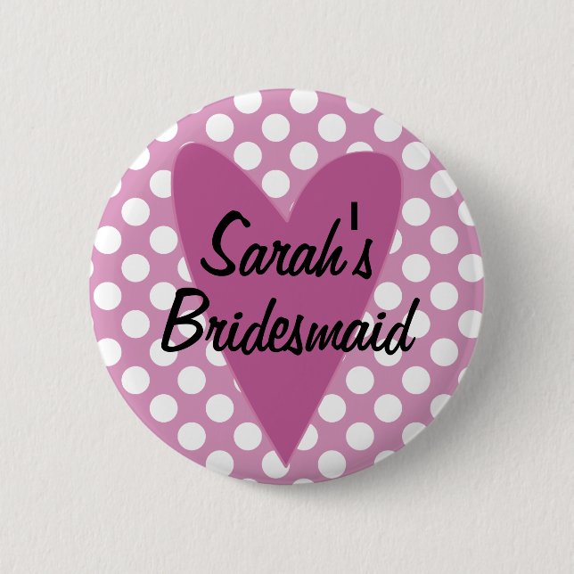 Personlig Bridesmaid Badge/Button Knapp (Framsida)