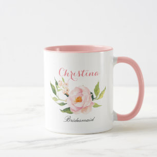 Personlig Bridesmaid Blommigt-2 Mugg