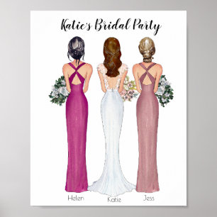 Personlig Bridesmaid Bröllop Gift-utskrift Poster