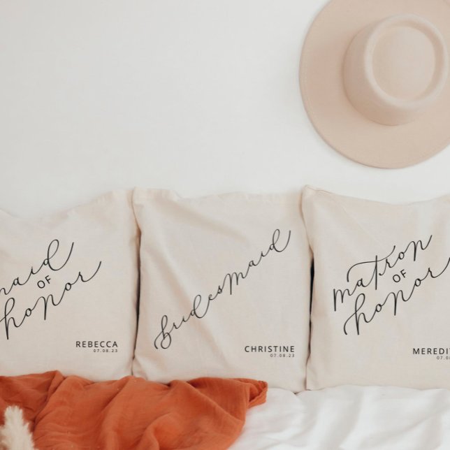 Personlig Bridesmaid Cute Script Tote Bag Tygkasse (Skapare uppladdad)