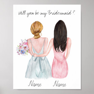 Personlig Bridesmaid Frieri Gift Poster