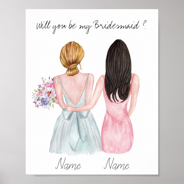 Personlig Bridesmaid Frieri Gift Poster (Framsidan)