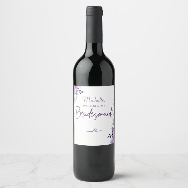 Personlig Bridesmaid Frieri Vin Gift Vinflaska Etikett (Framsida)