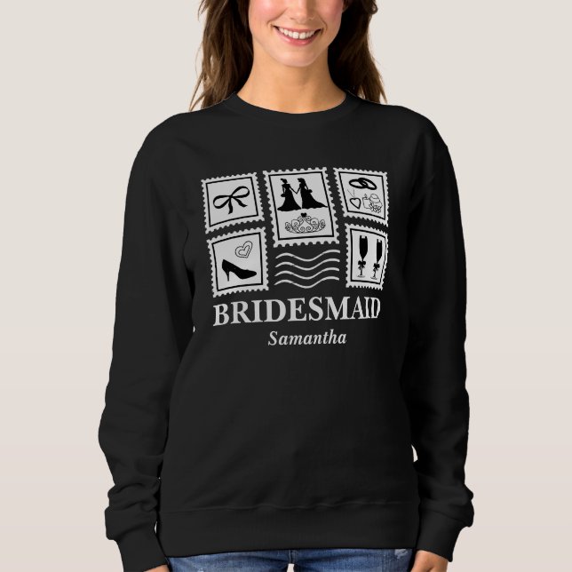 Personlig Bridesmaid Frimärke Collage T Shirt (Framsida)