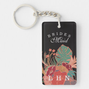 Personlig Bridesmaid Gift Keychain-Blommigt Nyckelring