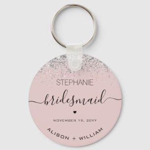 Personlig Bridesmaid Glitter konetti, effekt Nyckelring