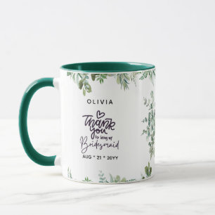 Personlig BRIDESMAID Greenery Tack Gift M Mugg