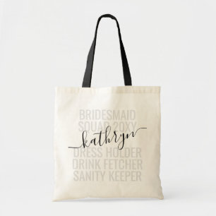Personlig Bridesmaid Namn Anpassningsbar Tote Bag Tygkasse