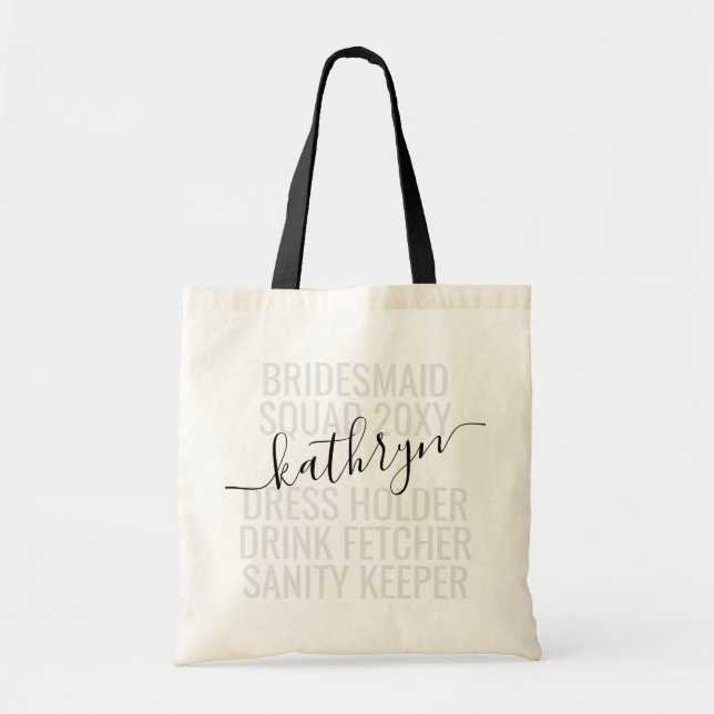 Personlig Bridesmaid Namn Anpassningsbar Tote Bag Tygkasse (Framsidan)