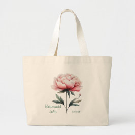 Personlig Bridesmaid Peony Tote Bag Jumbo Tygkasse