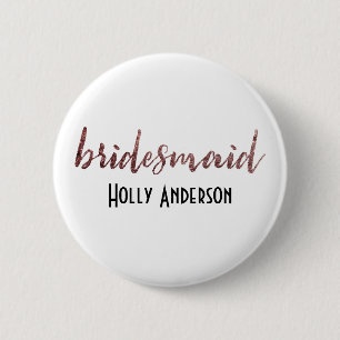 Personlig Bridesmaid Ro Guld Glitter 2 Knapp