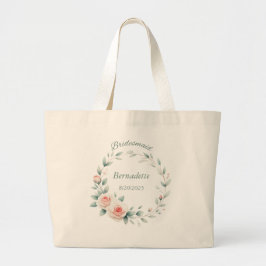 Personlig Bridesmaid Rosa ros Tote Bag Jumbo Tygkasse
