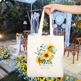 Personlig Bridesmaid Tote | Solblommor Rustic Tygkasse