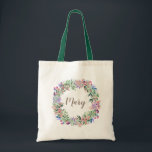 Personlig Bridesmaid Välkommen Bag Tygkasse<br><div class="desc">Vår bär blommigt andedräkt på en personlig brudesmaid till säcken. Elegantens handskrivna teckensnitt på ett monogram.</div>
