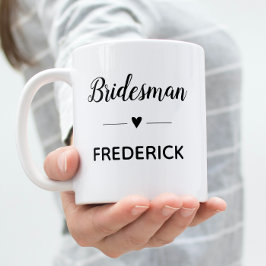 Personlig Bridesman Black Script Bröllop Kaffemugg