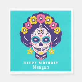 Personlig Bright Blommigt Sugar Skull Girl Pappersservett