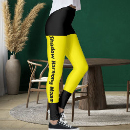 Personlig Bright Gult Black Snyggt Pet Namn Leggings