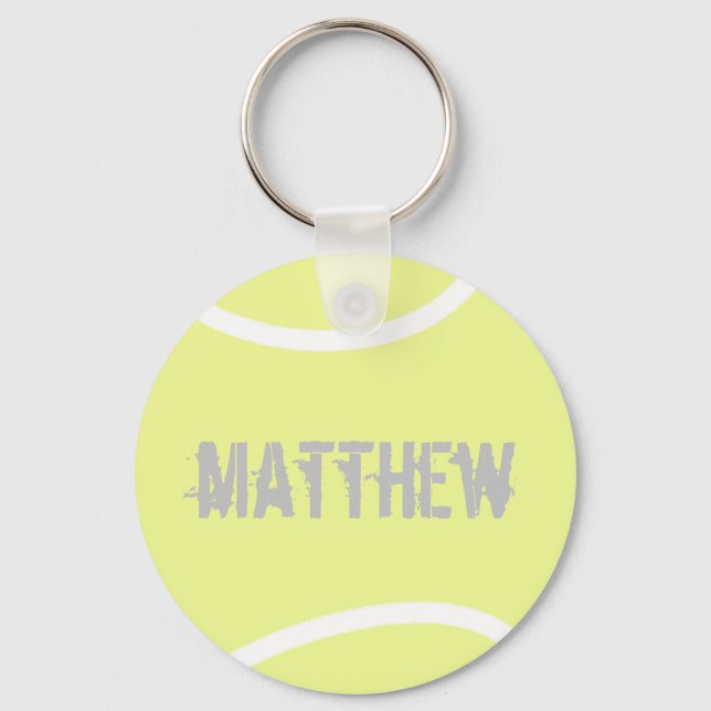 Personlig Bright Gult Tennis Boll Nyckelring (Framsida)