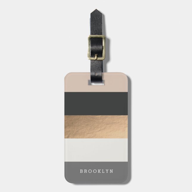 Personlig Bright Heues & Faux Guld Bagagebricka (Vertikal Framsida)