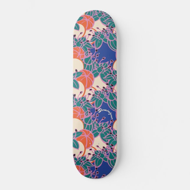 Personlig Bright Modern Bud & Flower Mönster Mini Skateboard Bräda 18,5 Cm (Framsida)