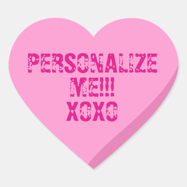 Personlig Bright Rosa Candy Hjärtformat Klistermärke (Framsida)