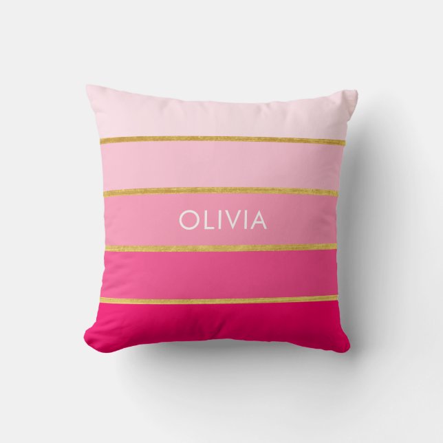 Personlig Bright Rosa & Guld Namn Kudde (Framsida)