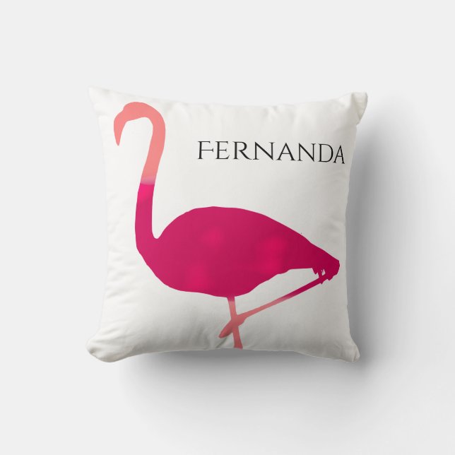Personlig Bright Rosa Watercolor Flamingo Kudde (Framsida)