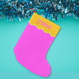 Personlig Bright Vågigt Fuchsia Rosa Orange Grönt Liten Julstrumpa