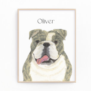 Personlig Brindle English Bulldog Art Fototryck