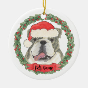 Personlig Brindle English Bulldog Julgransprydnad Keramik