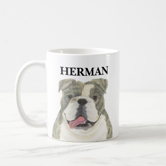 Personlig Brindle English Bulldog Kaffemugg (Vänster)