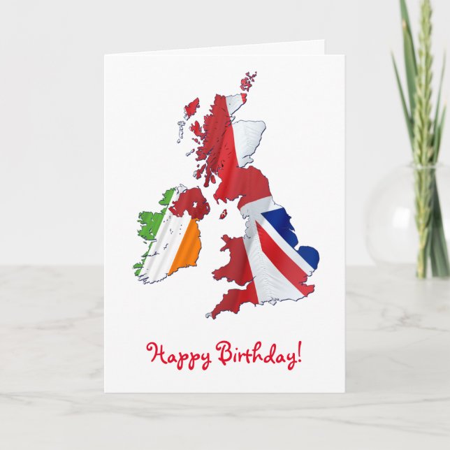 PERSONLIG BRITISH ISLES BIRTHDAY-KORT KORT (Framsida)