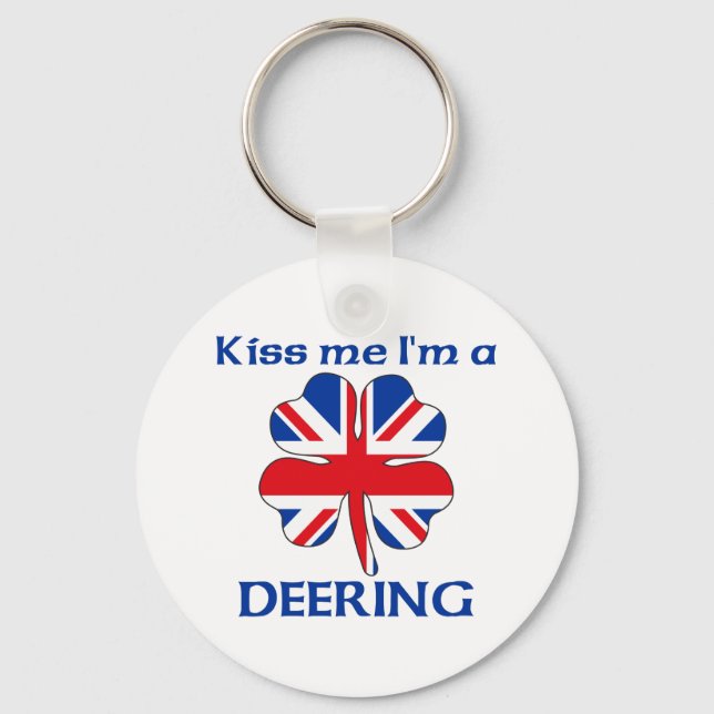 Personlig British Kiss Me jag är Deering Nyckelring (Framsida)