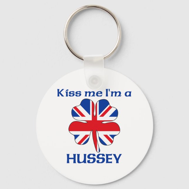 Personlig British Kiss Me, jag är Hussey Nyckelring (Framsida)