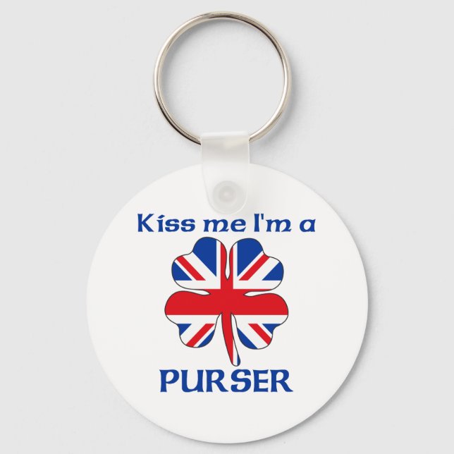 Personlig British Kiss Me Jag är Purser Nyckelring (Framsida)