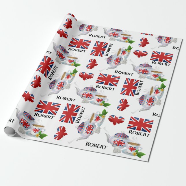 Personlig British Tea Presentpapper (Utrullad)