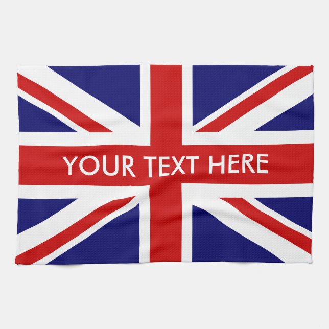 Personlig British Union Jack flagga kökshandduk (Horisontell)