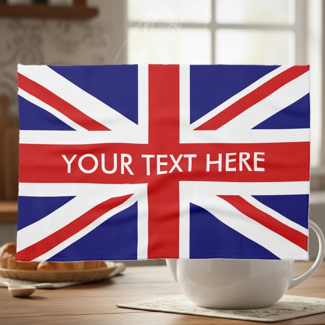 Personlig British Union Jack flagga kökshandduk (English kitchen towel)