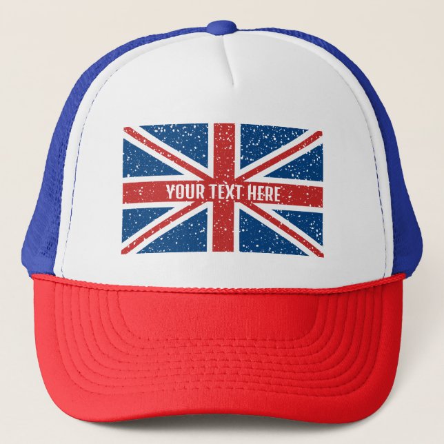 Personlig British Union Jack flagga T-Shirt Keps (Framsida)