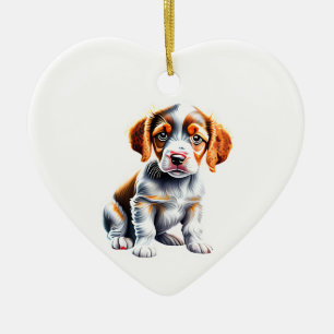 Personlig Brittany Puppy Julgransprydnad Keramik