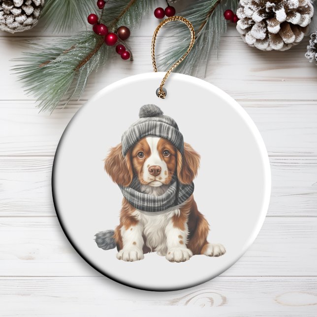 Personlig Brittany Spain Hund Art Julgransprydnad Keramik (Skapare uppladdad)