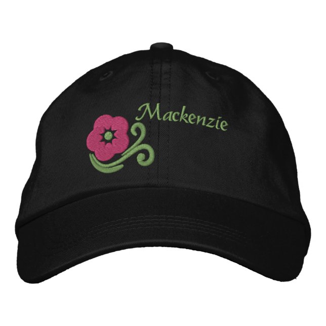 Personlig broderad basebollhatt med blomma keps (Framsida)