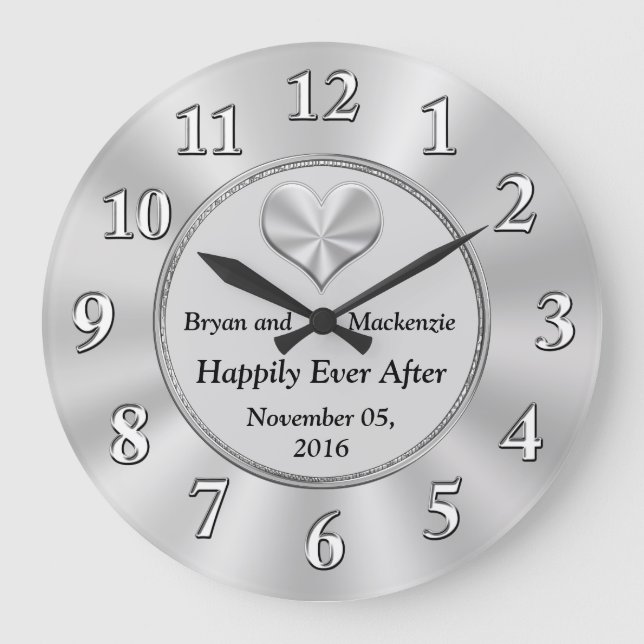 Personlig Bröllop-årsdag Gift Ideas CLOCK Stor Klocka (Framsida)