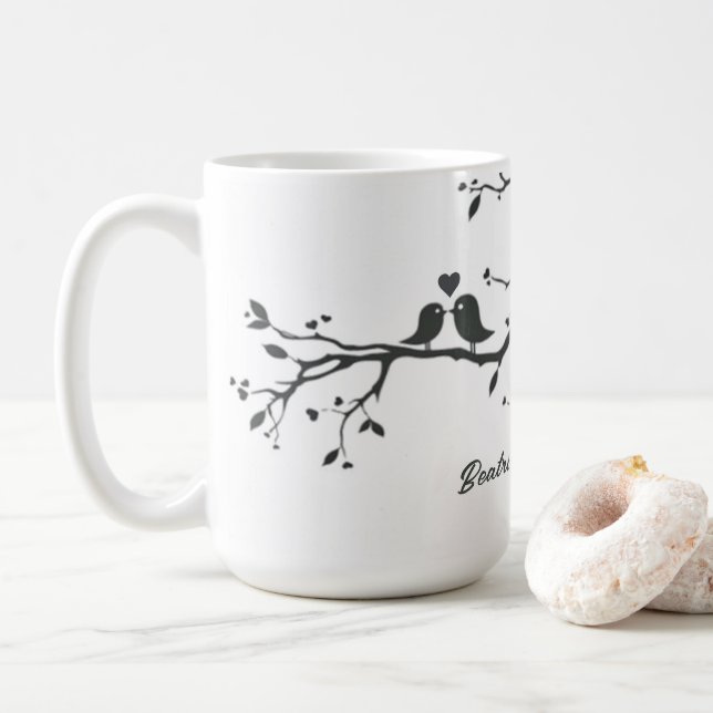 Personlig Bröllop-årsdag Love birds Kaffemugg (Med munk)