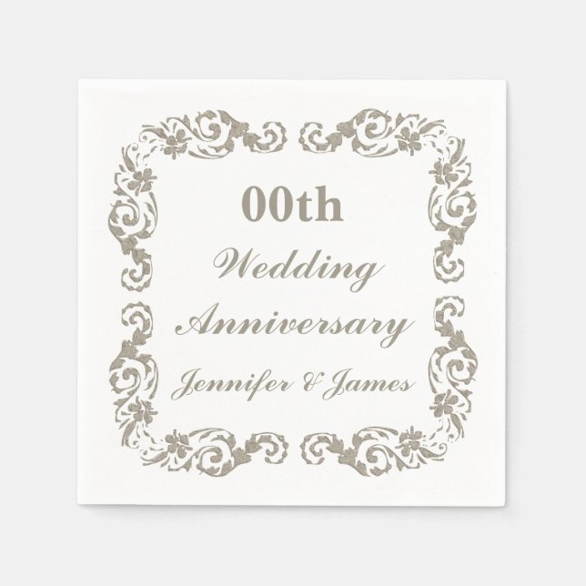Personlig Bröllop-årsdag Pappersservett (Framsidan)