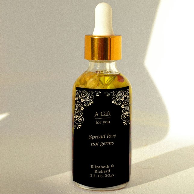 Personlig Bröllop Black Guld Hand Sanitizer Adressetikett (Skapare uppladdad)