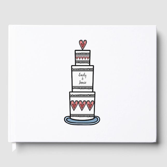 Personlig Bröllop Cake Illustration Bröllop Gästböcker (Framsida)