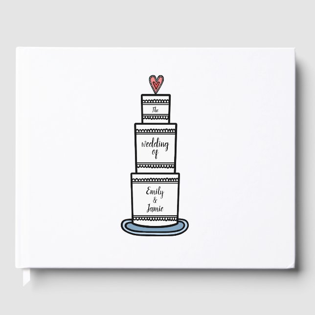 Personlig Bröllop Cake Illustration Bröllop Gästböcker (Framsida)